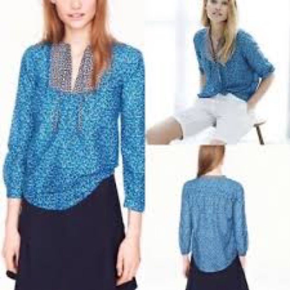 J Crew Peasant Top in Flower Patch Top
